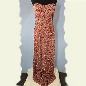 Unithorse Chinelle Sequined Lined Gown Detachable Sleeves Size 22 Mauve (HD)
